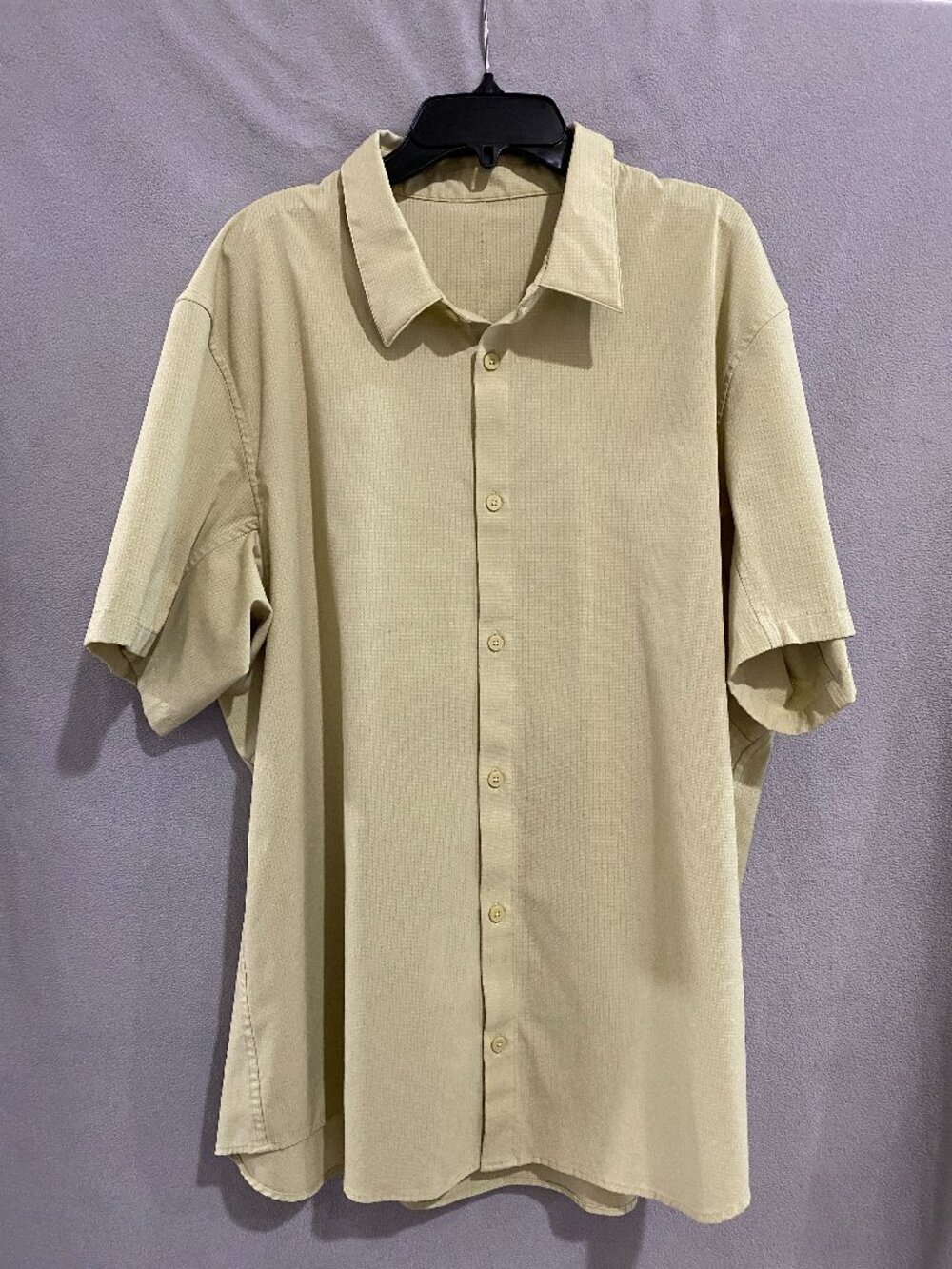 Lululemon Men’s yellow One Thing At A Time Short Sleeve Button Down Shirt XXL